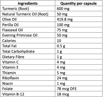 Ingredients in Kangen UKON Turmeric Supplements (Vegetarian)